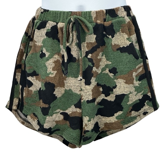 Monteau Kids Elastic Waist Draw String Camo Print Shorts - Green Brown Black Tan - Picture 1 of 5